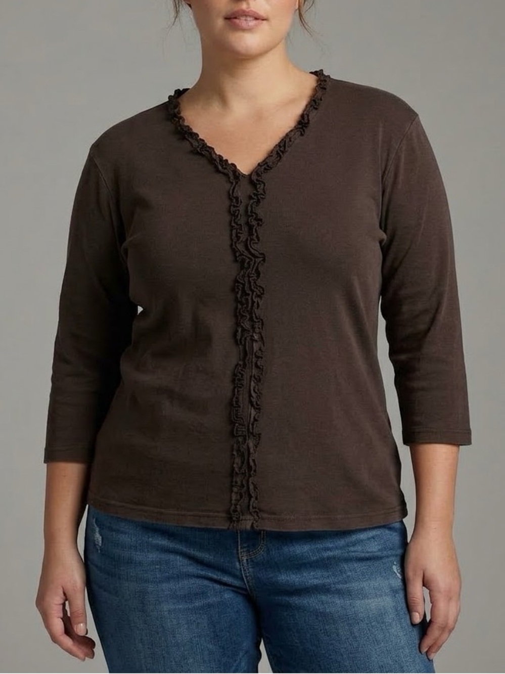 Bill Blass Vintage 100% Cotton Brown Top